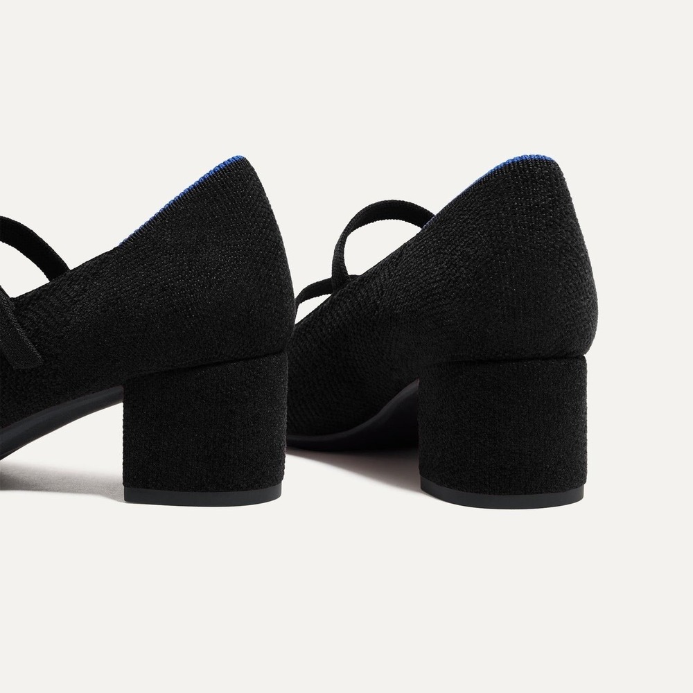 Rothys The ReVelvet Double Buckle Mary Jane Heel Black 416-001 Women's 9.5 NEW - Picture 4 of 7
